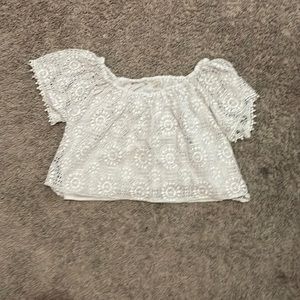 White Cropped Holister Shirt